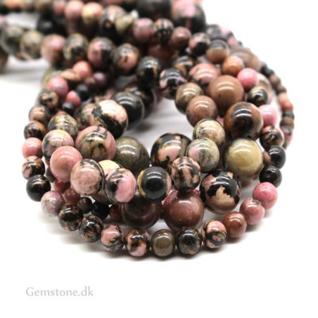 Perler Rhodonit sten Natural Black Line Rhodonite Gemstone Beads