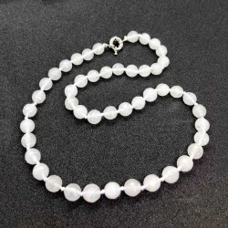 Hvid Halskæde Jade krystalsten facetperler Knotted Design Natural White Jade Necklace