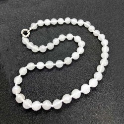 Hvid Halskæde Jade krystalsten facetperler Knotted Design Natural White Jade Necklace
