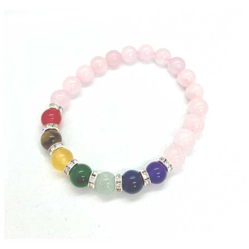 Armbånd Rosakvarts ædelsten Chakra krystal sten Yoga smykker Gemstone Bracelet