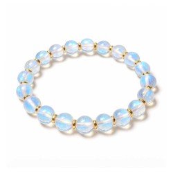 Armbånd Månesten / Opal facetperler og gyldne mellemled
