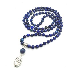 Malakæde 108 perler Lapis Lazuli ædelsten Aum vedhæng bedekæde til Yoga & Meditation