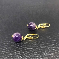Ametyst øreringe forgyldt leverback lås Natural Amethyst Gemstone Earrings