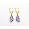 Forgyldte øreringe med Lilla aflang facetslebet krystal vedhæng