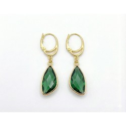 Forgyldte øreringe med Grøn aflang facetslebet krystal vedhæng