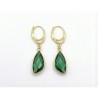 Forgyldte øreringe med Grøn aflang facetslebet krystal vedhæng