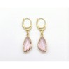 Forgyldte øreringe med Lyserød aflang facetslebet krystal vedhæng