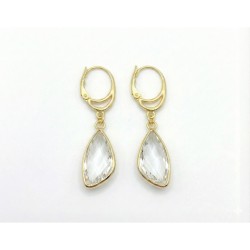 Forgyldte øreringe med Klar aflang facetslebet krystal vedhæng
