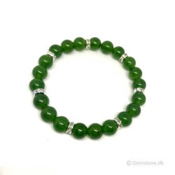Armbånd Jade Grøn ægte sten 8mm jadeperler Rhinsten Natural Jade Gemstone Bracelet