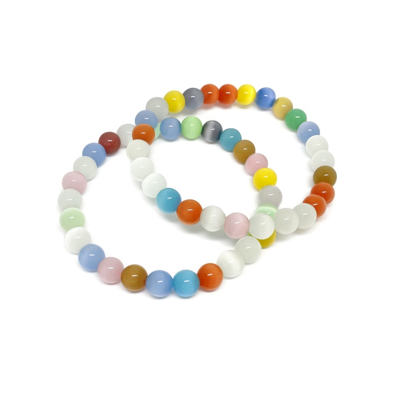 Børnearmbånd med Katteøje perler elastisk armbånd til piger