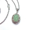Halskæde med Aventurin Grøn ædelsten oval Vedhæng Rustfrit Stål Kæde