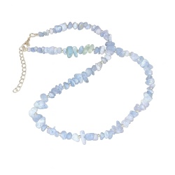 Akvamarin halskæde krystal sten Natural Aquamarine Gemstone Chips Necklace