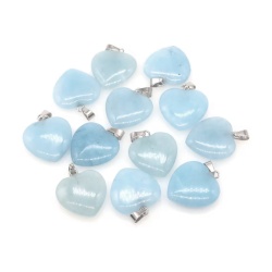 Hjerte vedhæng med Akvamarin - vedhæng til halskæde i ægte natursten