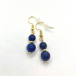 Øreringe blå Lapis Lazuli ægte sten guld håndlavede øreringe