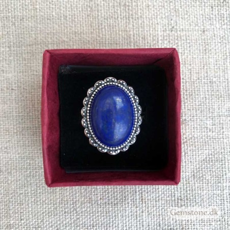 Ring Lapis Lazuli sten Sølv justerbar fingerring