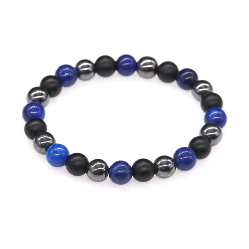 Herrearmbånd sten Lapis Lazuli Agate Hematite armbånd til mand Herrearmbånd sten Lapis Lazuli Agate Hematite armbånd til mand