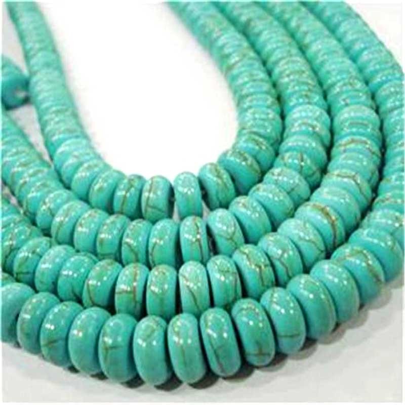 Turkis perler til smykker sten rondel Blue Turquoise Beads