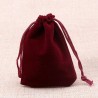 Smykkepose vinrød gavepose fløjl 9x12cm snørepose til smykker