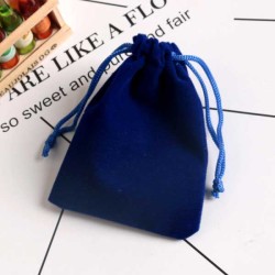 Gavepose blå smykkepose fløjl 9x12cm snørepose med snørelukning