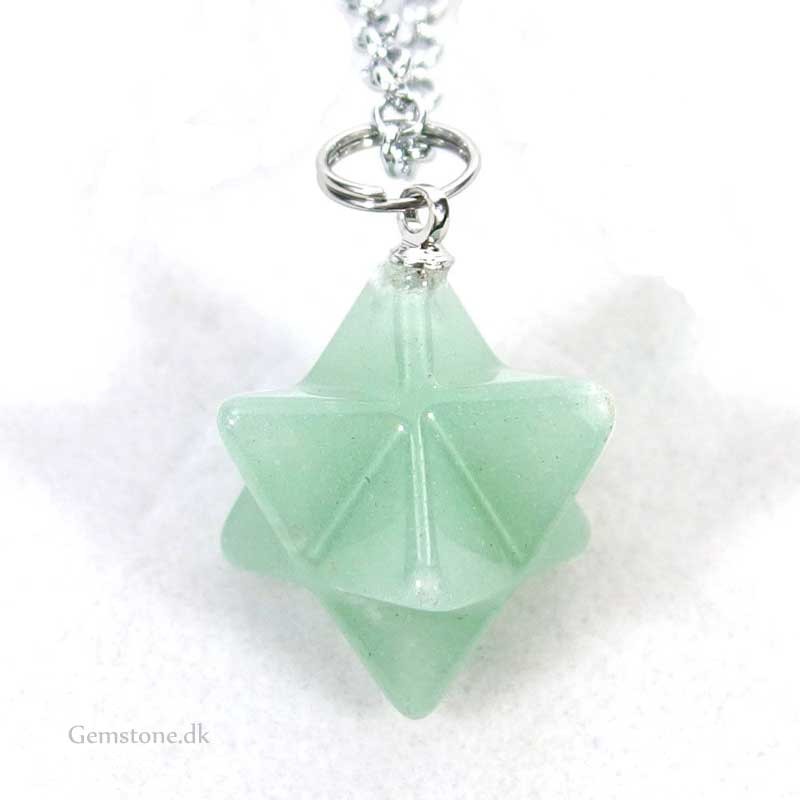 Merkaba vedhæng naturlig Aventurin grøn krystal sten Gemstone Merkaba Pendant
