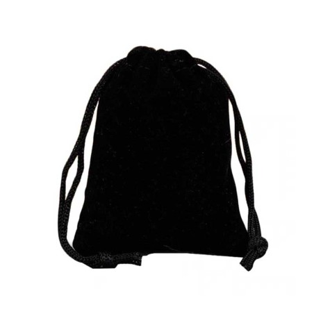 Smykkepose sort fløjl mini pose med snørelukning