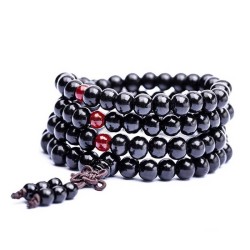 Mala kæde 108 perler sorte træperler 8mm bedekæde Mala Beads til Yoga Meditation