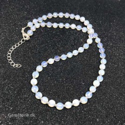 Opal halskæde Faceted White Opalite Gemstone Necklace