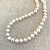 Perlehalskæde hvid ægte Ferskvandsperler knotted design Pearl Necklace