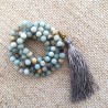 Mala kæde 108 perler Amazonit sten knotted bedekæde Natural Amazonite Gemstone Mala Beads