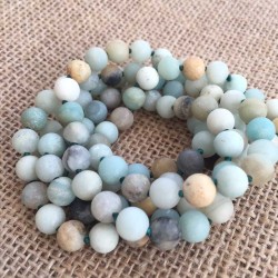 Mala kæde 108 perler Amazonit sten knotted bedekæde Natural Amazonite Gemstone Mala Beads