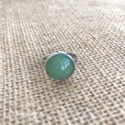 Ring Aventurin Grøn krystal sten rustfrit stål justerbar fingerring