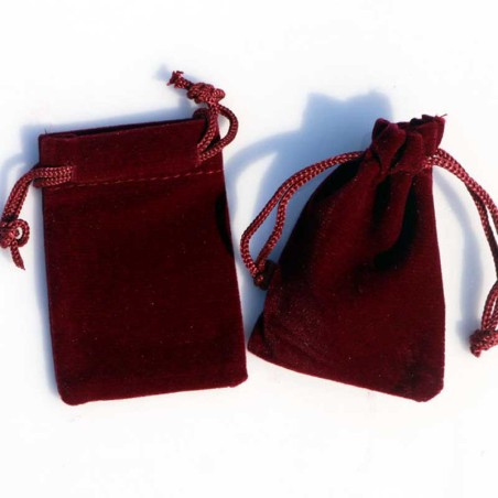 Smykkepose gavepose vinrød fløjl mini pose med snørelukning