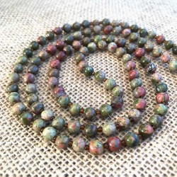 Mala kæde 108 perler Unakit sten bedekæde Natural Unakite Gemstone Mala Beads