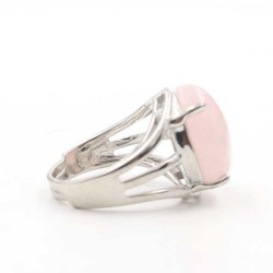 Rosakvarts Ring krystal sten 16mm sølv Natural Rose Quartz fingerring